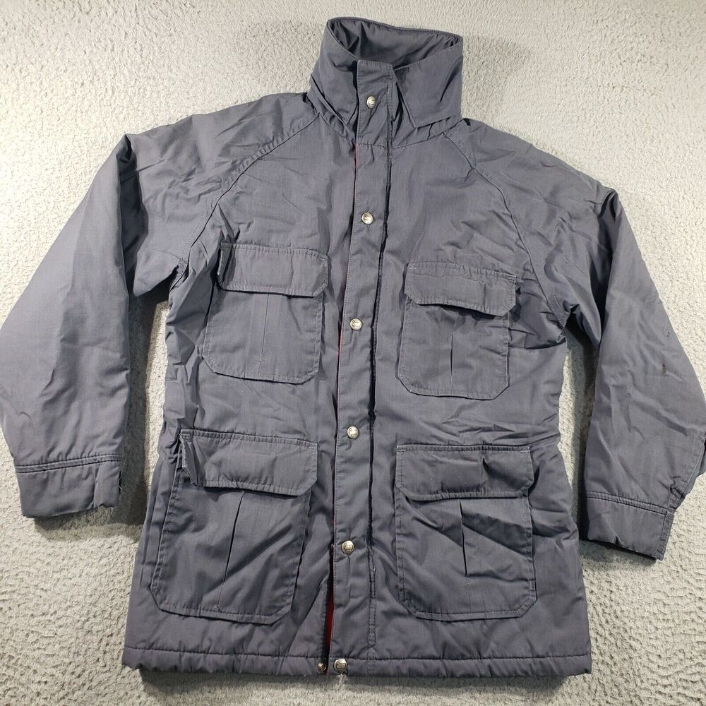 Vintage Woolrich Full Zip Parka Jacket Men's Medium Blue Casual Coat Made USA
